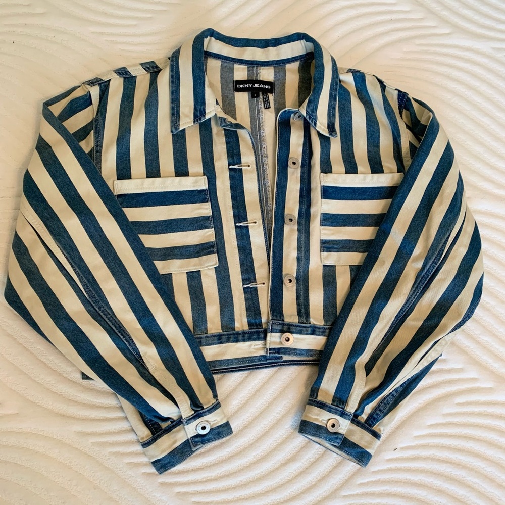DKNY women’s striped denim jacket, Medium
